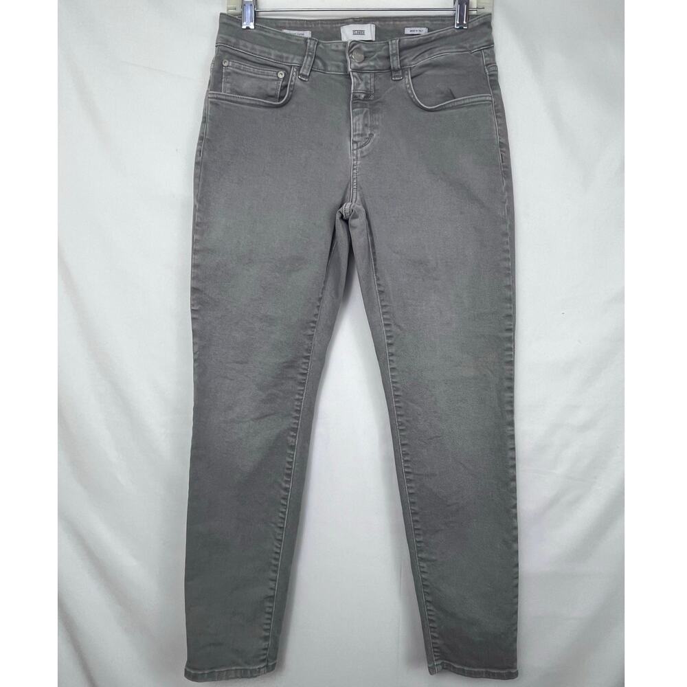 Closed Denim Women's Size 28 Gray Zip Up Flat Front Tapered Leg Denim Jeans